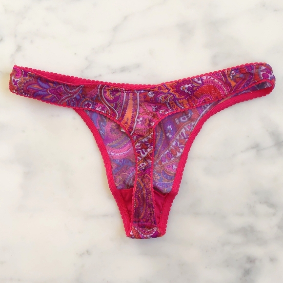 NWT. Express Multicolor Paisley Pattern Thong Panty. - Picture 2 of 3